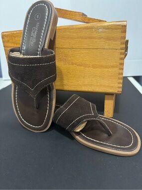Montego Bay Club Dark Brown Suede Thong Sandals